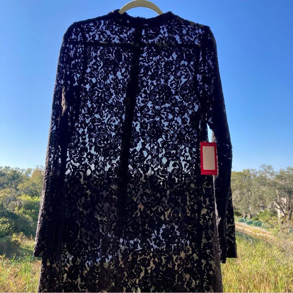 Vince Camuto Black Lace Maxi Dress Elegant Evening Wedding Guest Formal SZ:L NWT - Picture 5 of 14